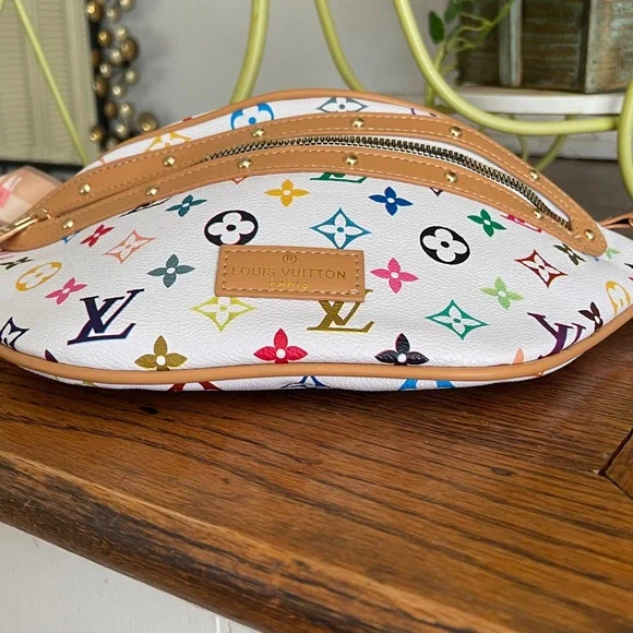 Designer-Inspired White Multicolor Monogram Crossbody Sling Bag - Picture 5 of 6